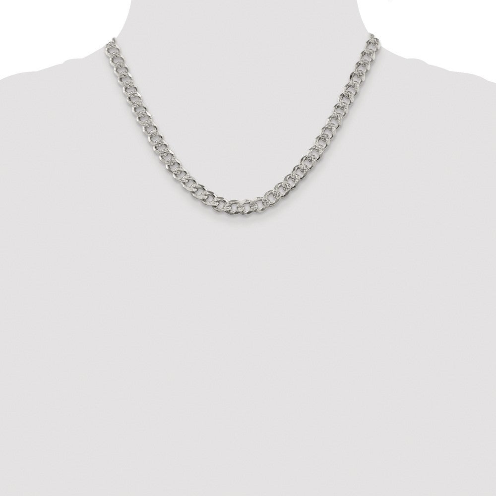 Sterling Silver Rhodium-plated 7.5mm Pav� Curb Chain Necklace 18"