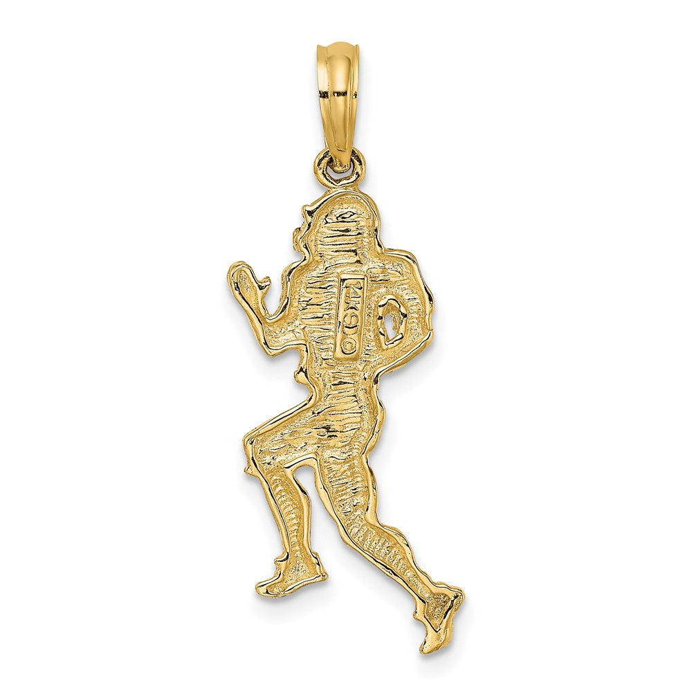 14k Yellow Gold Polished Running Football Player Charm Pendant
