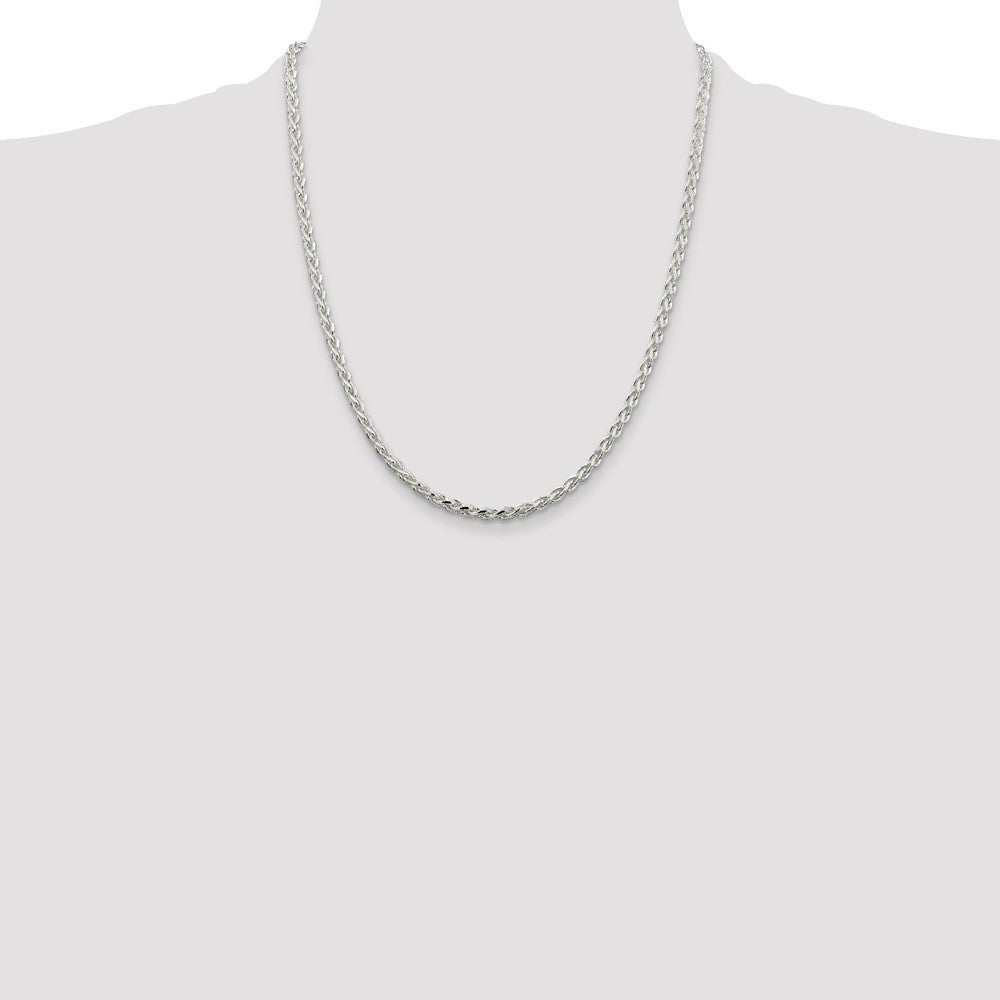 Sterling Silver 3.5mm Diamond-cut Spiga Chain Necklace 22"