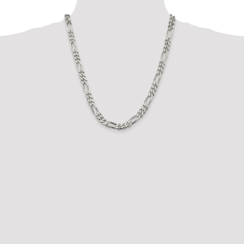 Sterling Silver 8mm Figaro Chain Necklace 22"