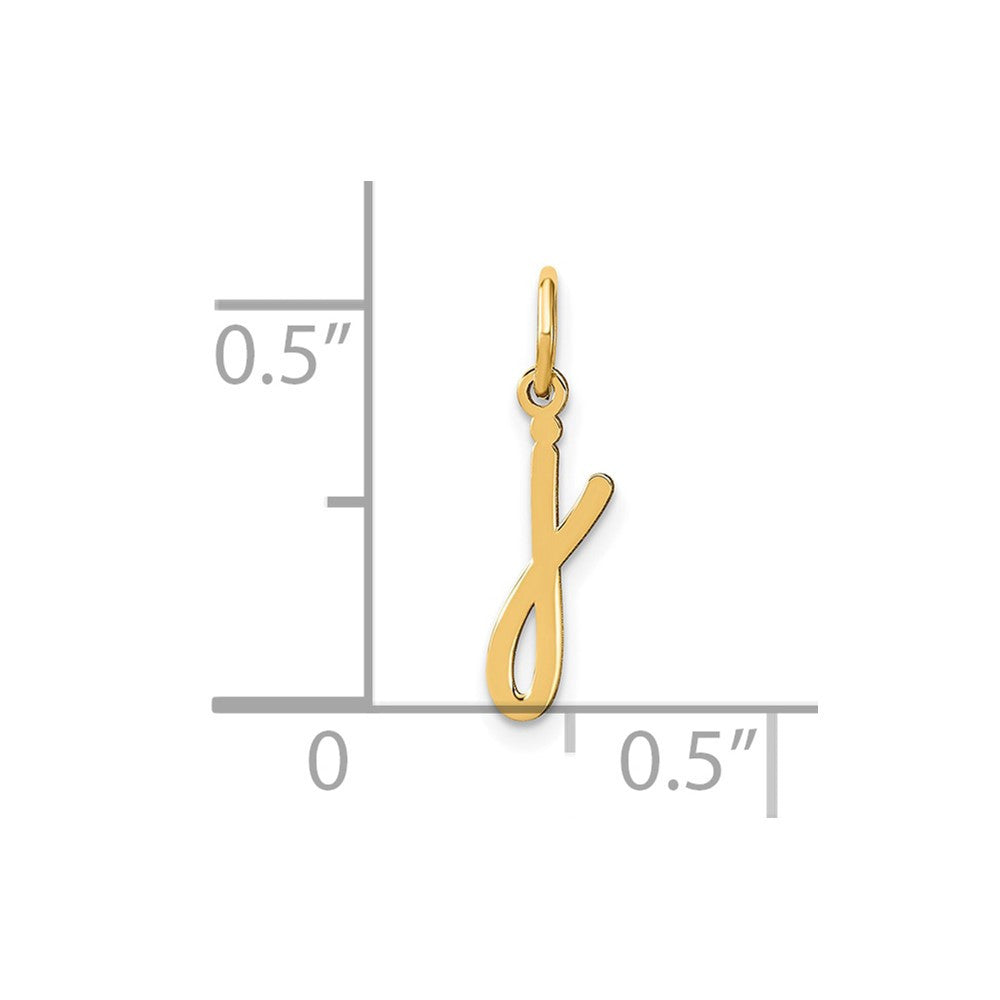 14k Yellow Gold Lower case Letter J Initial Charm Pendant