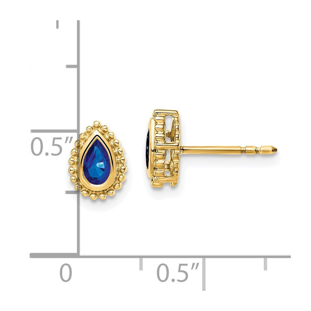 14k Yellow Gold Pear Sapphire Stud Earrings