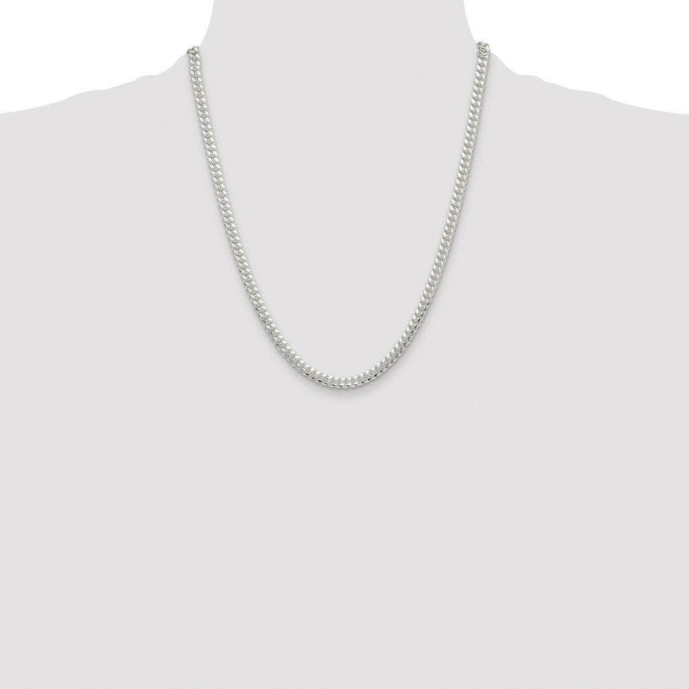 Sterling Silver Rhodium-plated Polished 5.7mm Domed Curb Chain Necklace 22"