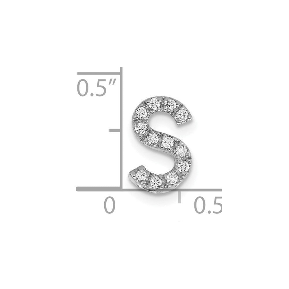 14k White Gold Diamond Letter S Initial Charm Pendant