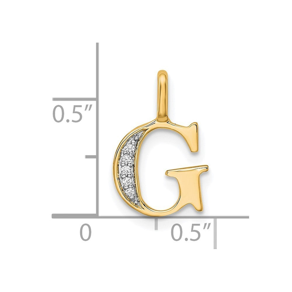 14k Yellow Gold Diamond Letter G Initial Pendant