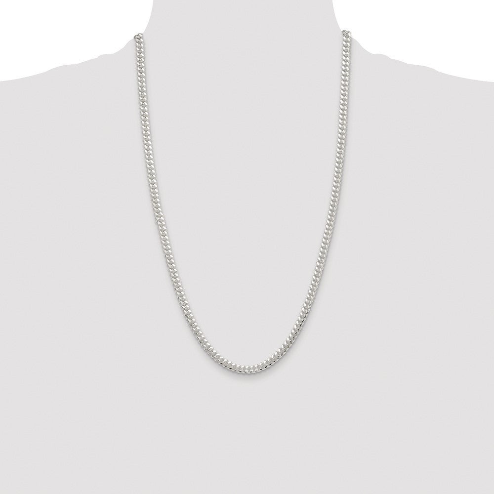 Sterling Silver Rhodium-plated Polished 5.7mm Domed Curb Chain Necklace 26"