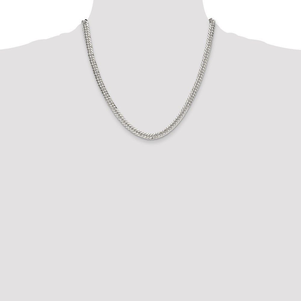 Sterling Silver Polished 5.7mm Double Diamond-cut Curb Chain Necklace 20"