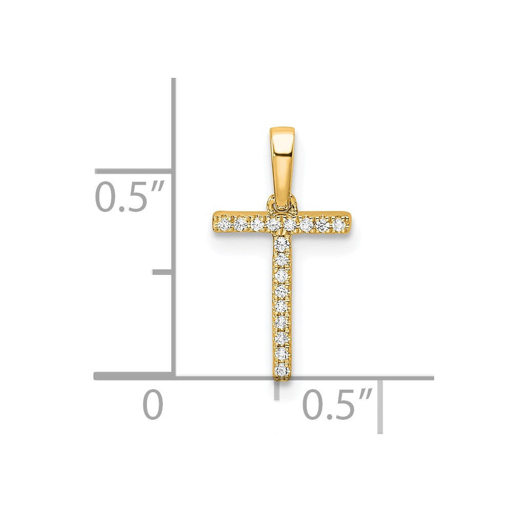 14k Yellow Gold Diamond Letter T Initial Pendant