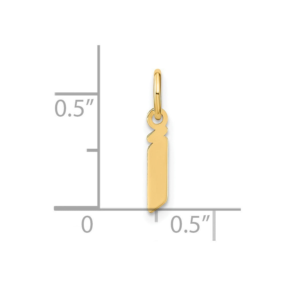14k Yellow Gold Lowercase Letter I Initial Pendant