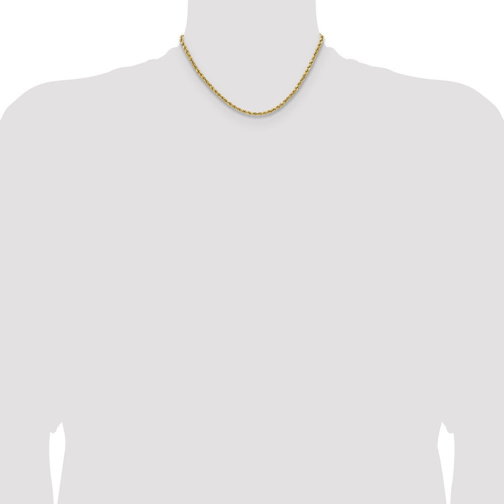 14k Yellow Gold 3.5mm Semi Solid Diamond-cut Rope Chain Necklace 16"