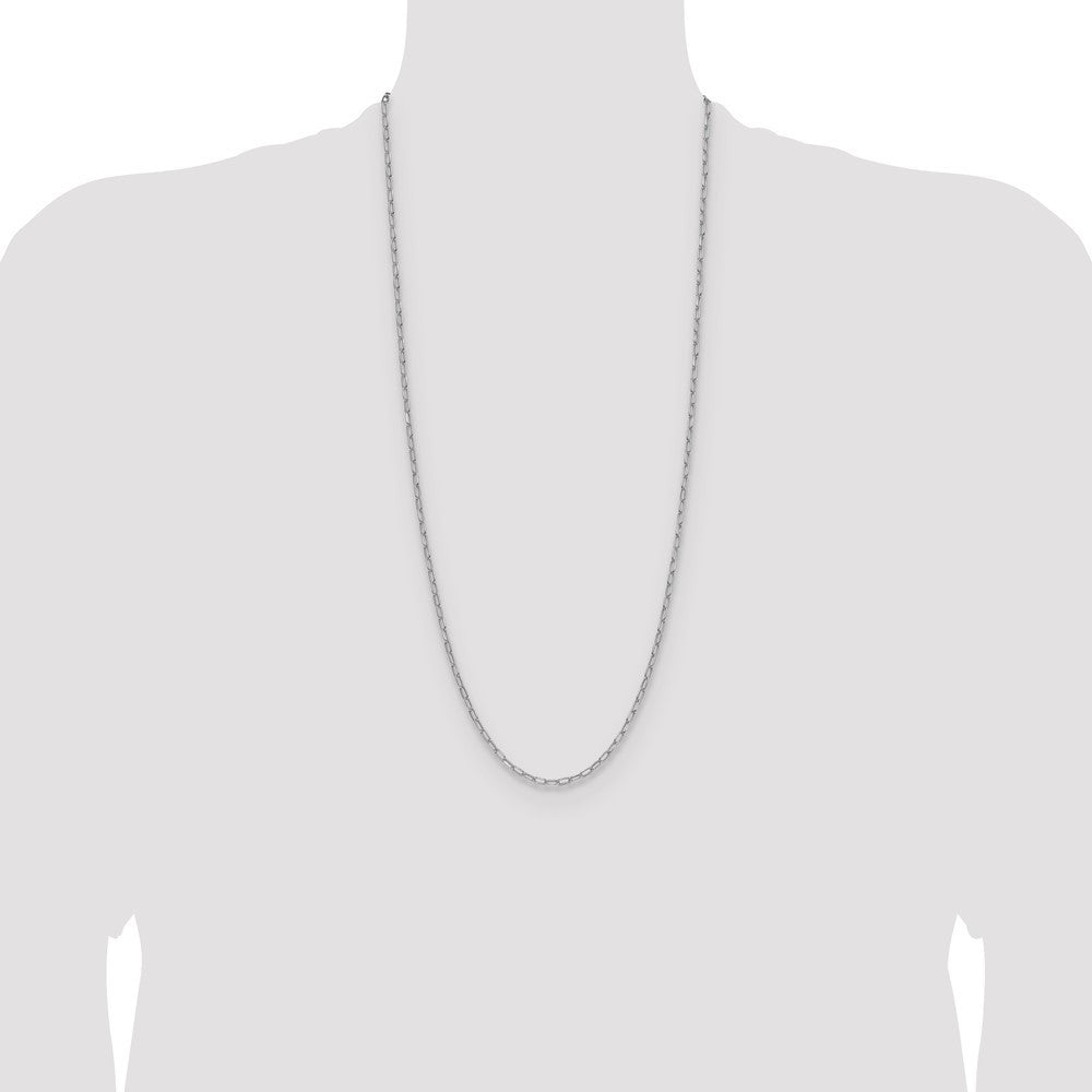 14k White Gold 3.0mm Semi-Solid Beveled Paperclip Chain Necklace 30"