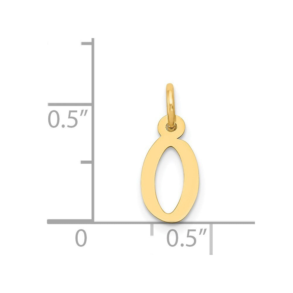 14k Yellow Gold Small Slanted Block Letter O Initial Charm Pendant