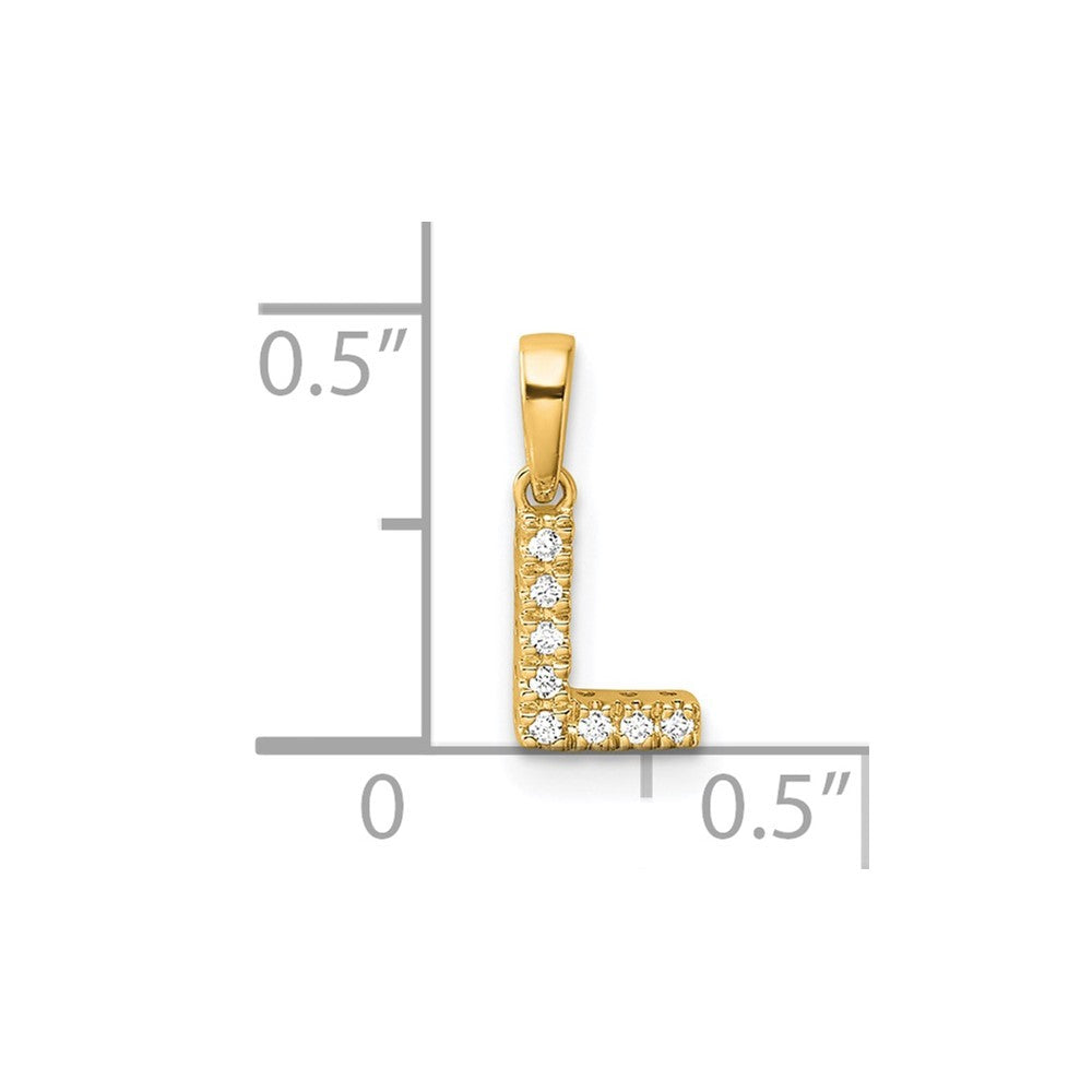 14k Yellow Gold Diamond Letter L Initial with Bail Pendant