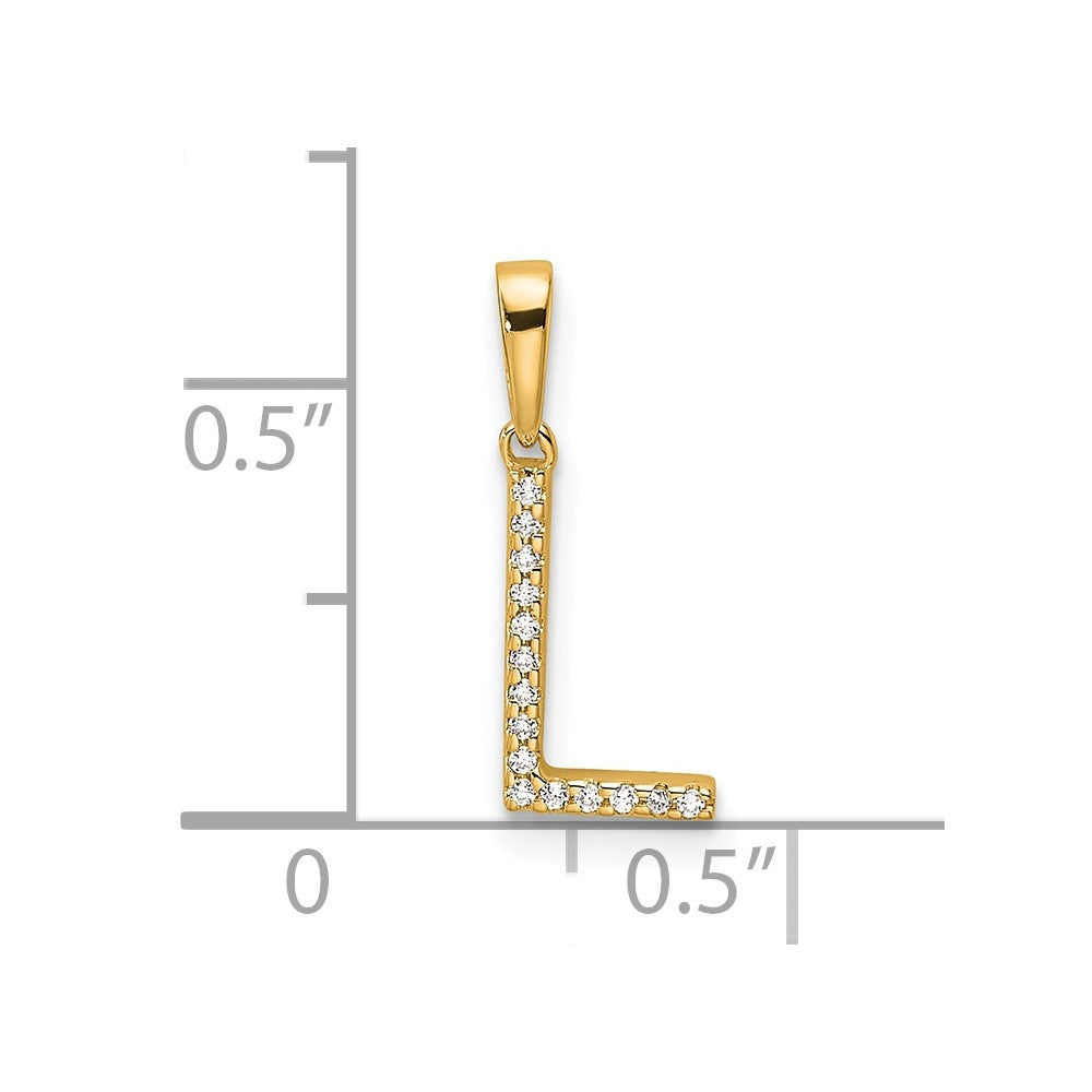 14k Yellow Gold Diamond Letter L Initial Pendant