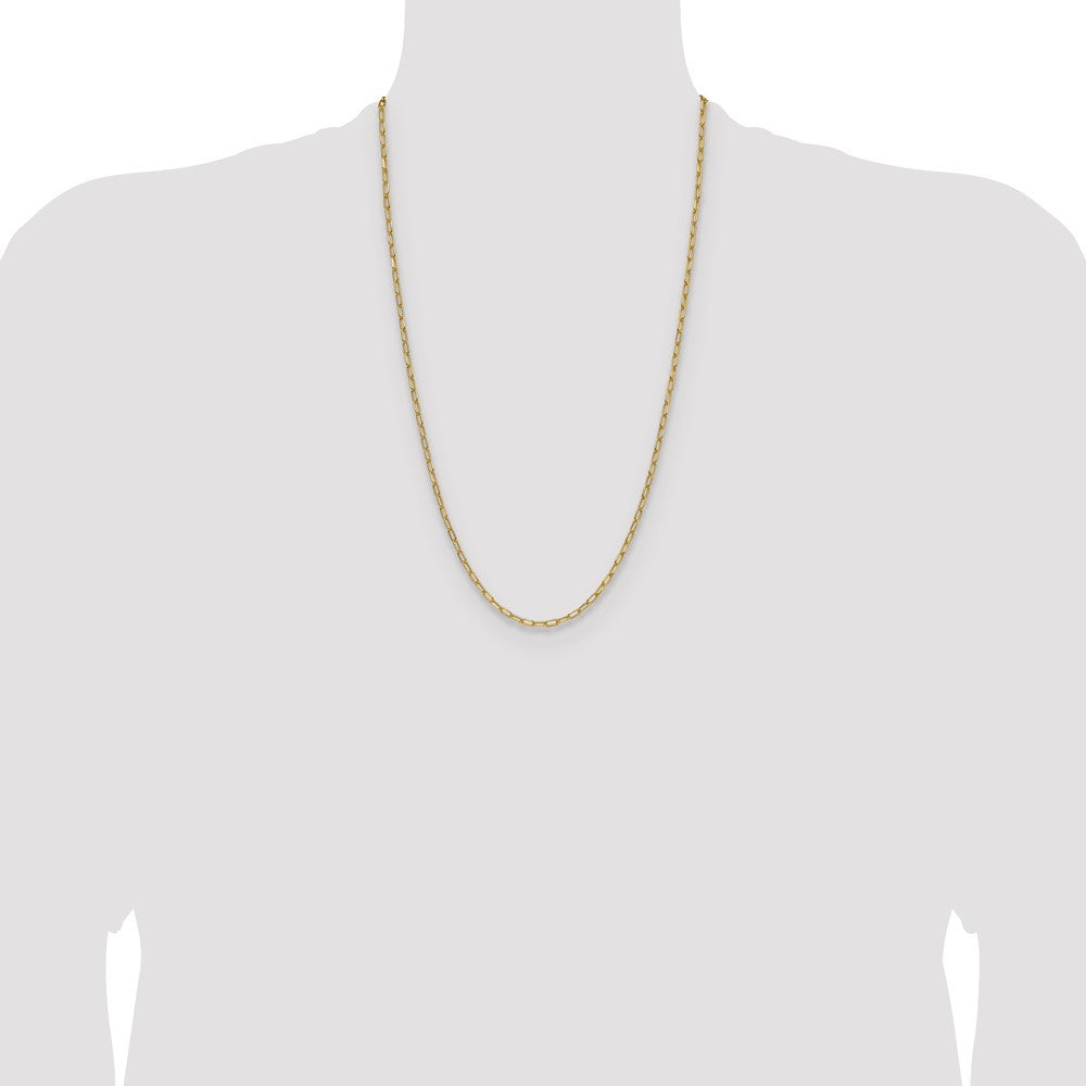 14k Yellow Gold 3.0mm Semi-Solid Beveled Paperclip Chain Necklace 26"