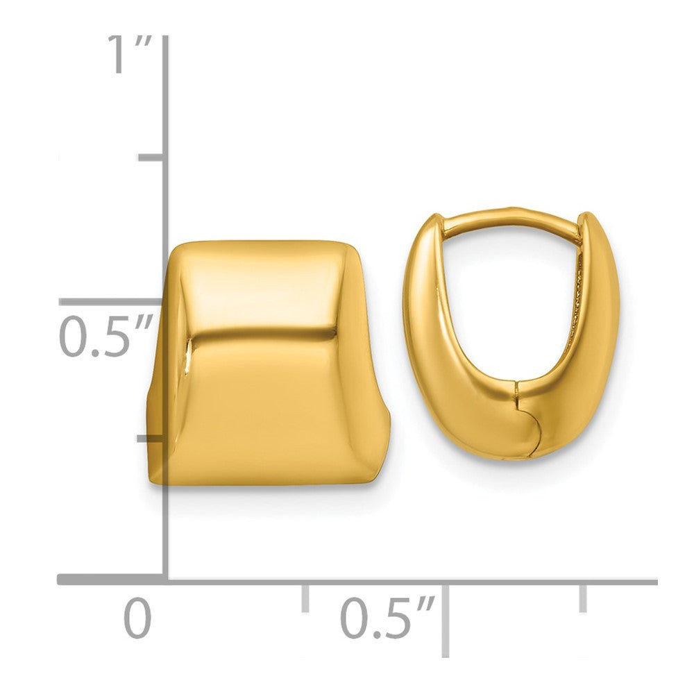 14k Yellow Gold Polished Square Hinged Hoop Earrings