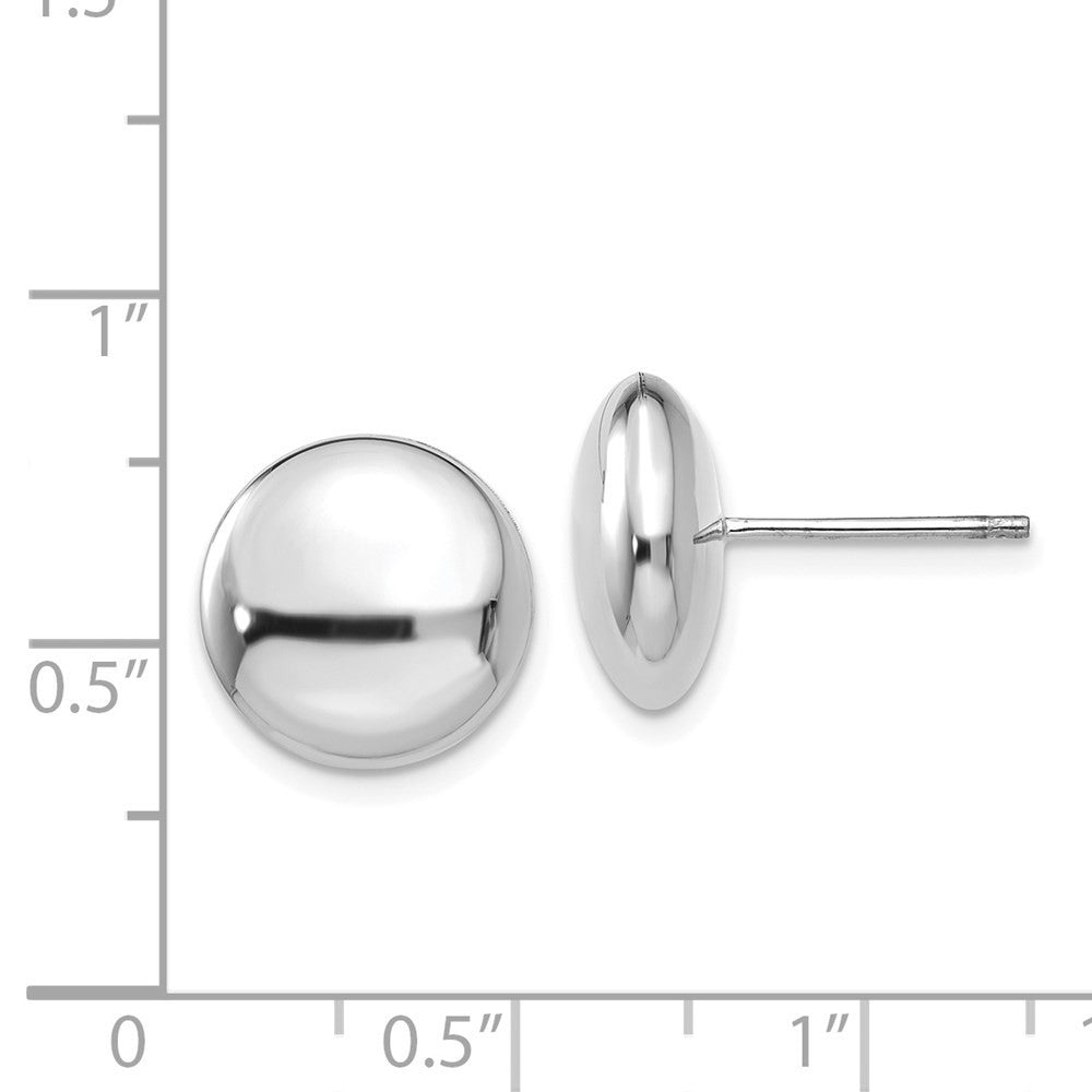 14k White Polished 12mm Button Stud Earrings