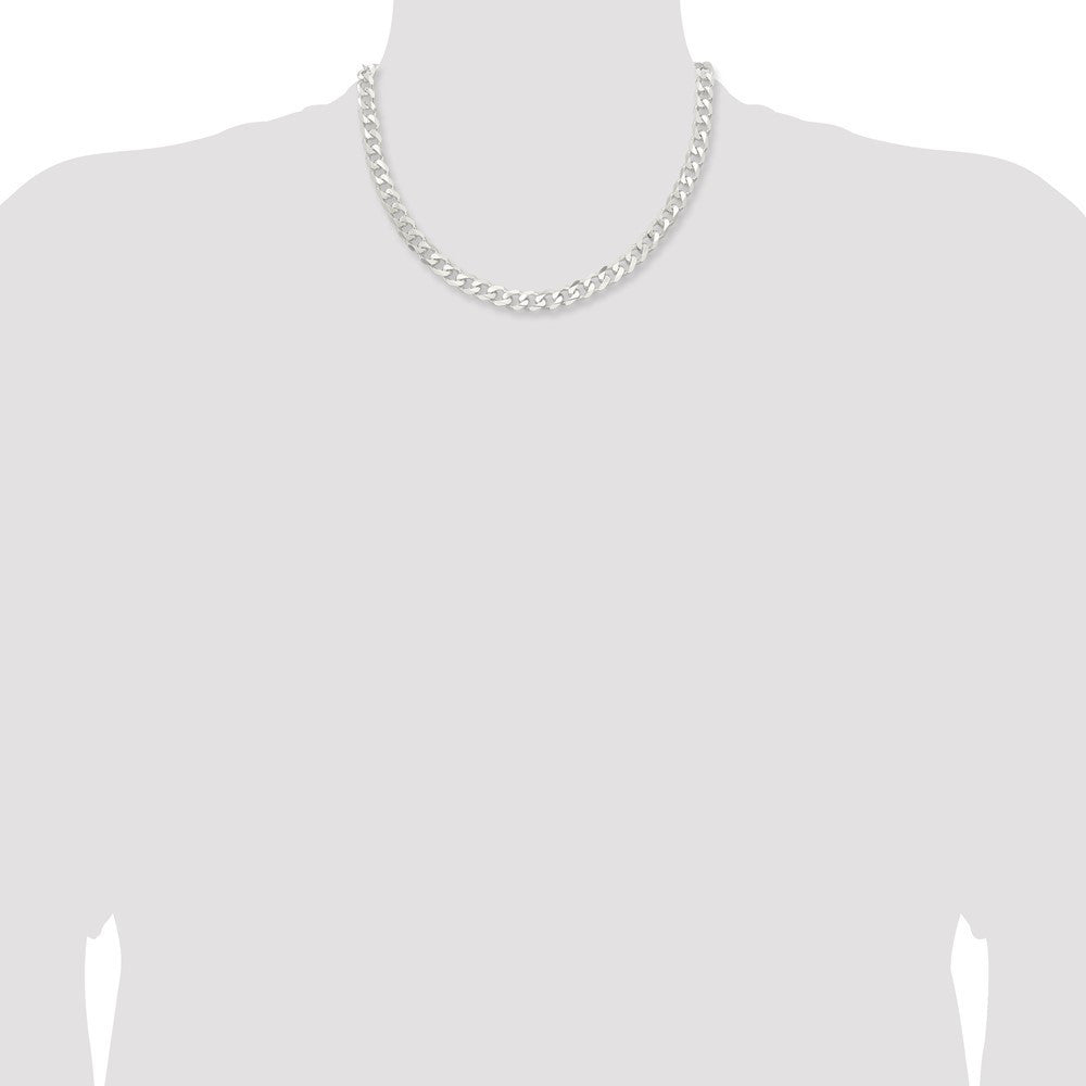 Sterling Silver 7.5mm Curb Chain Necklace 18"