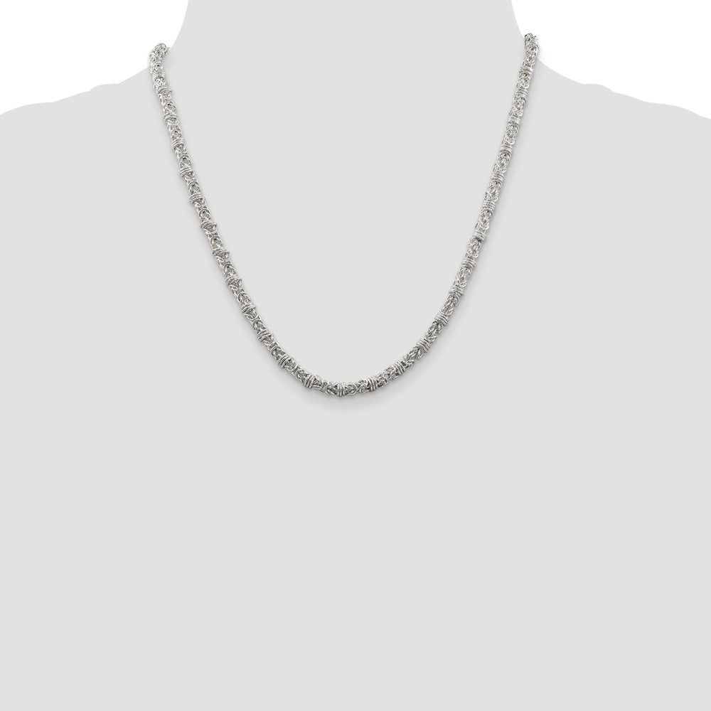 Sterling Silver 4mm Fancy Byzantine Chain Necklace 20"