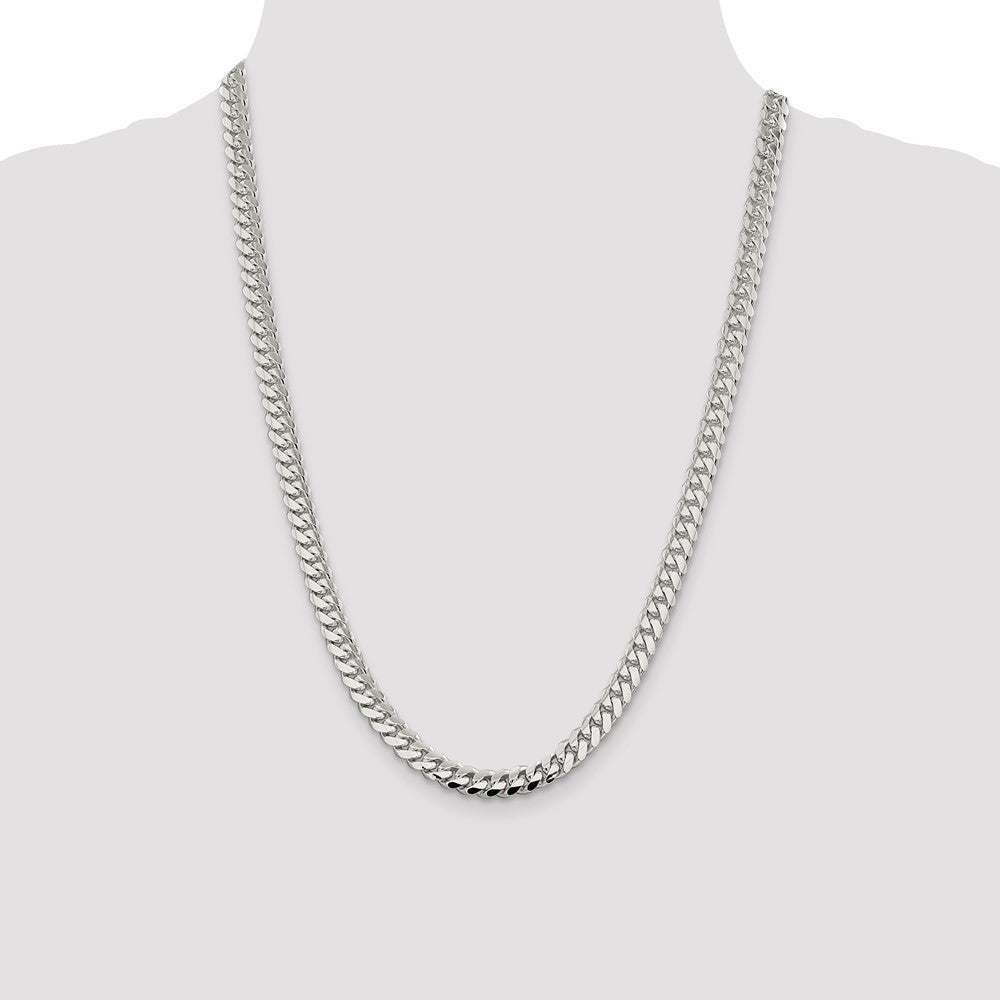 Sterling Silver 7.0mm Polished Domed Curb Chain Necklace 24"
