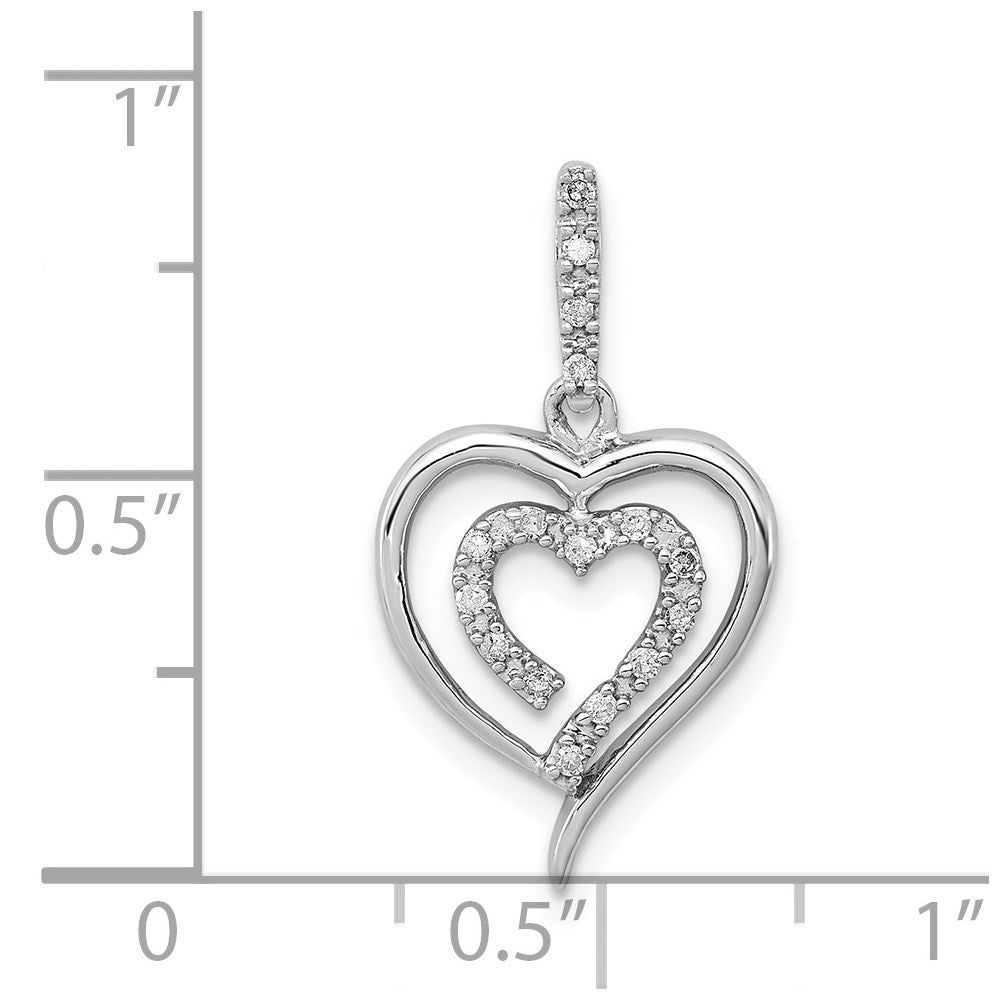 Sterling Silver Rhodium Diamond Heart Pendant