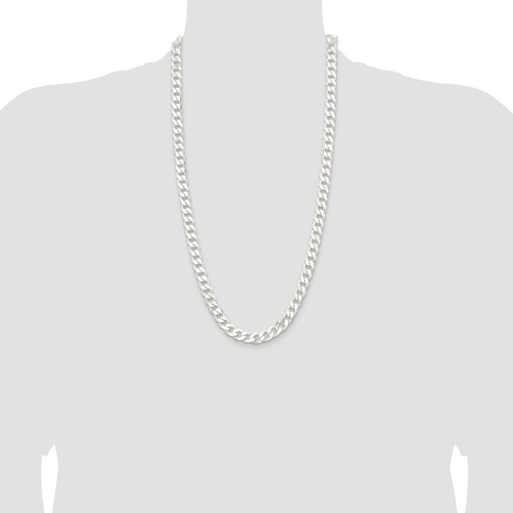 Sterling Silver 9.3mm Curb Chain Necklace 28"