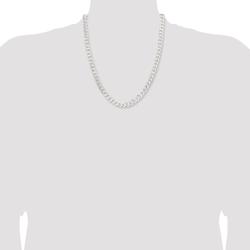 Sterling Silver 7.5mm Curb Chain Necklace 22"