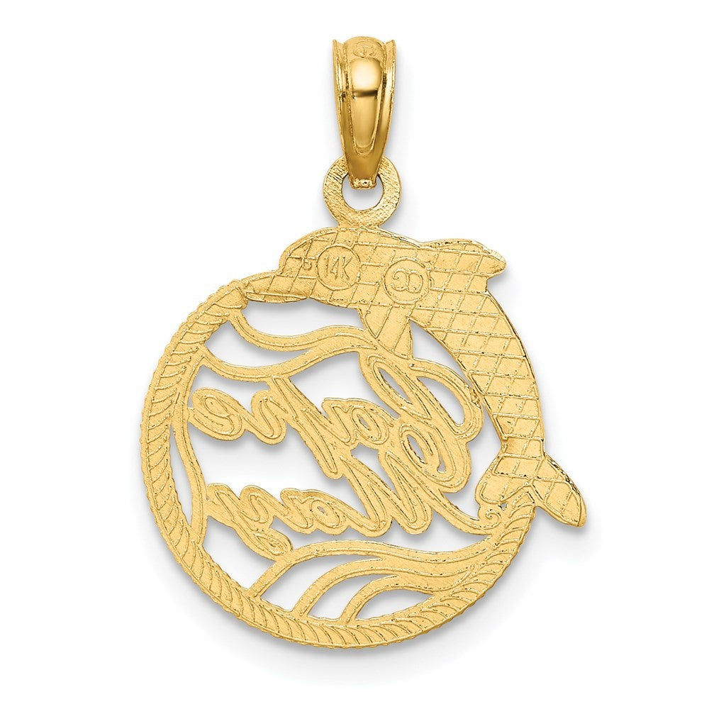 14k Yellow Gold CAPE MAY Dolphin Charm Pendant