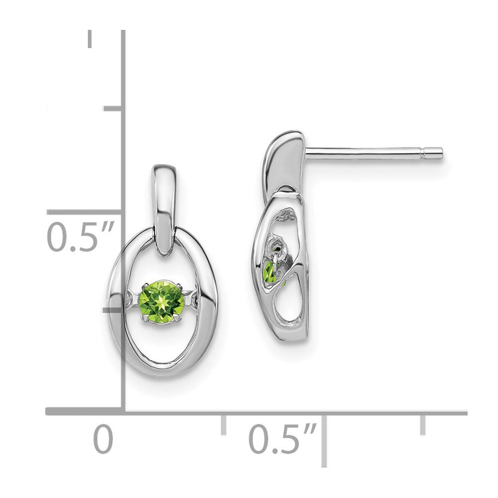 Sterling Silver Rhodium Peridot Birthstone Vibrant Dangle Earrings