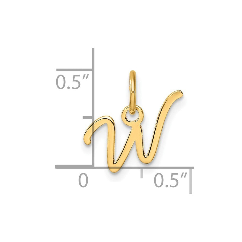 14k Yellow Gold Uppercase Letter W Initial Charm Pendant