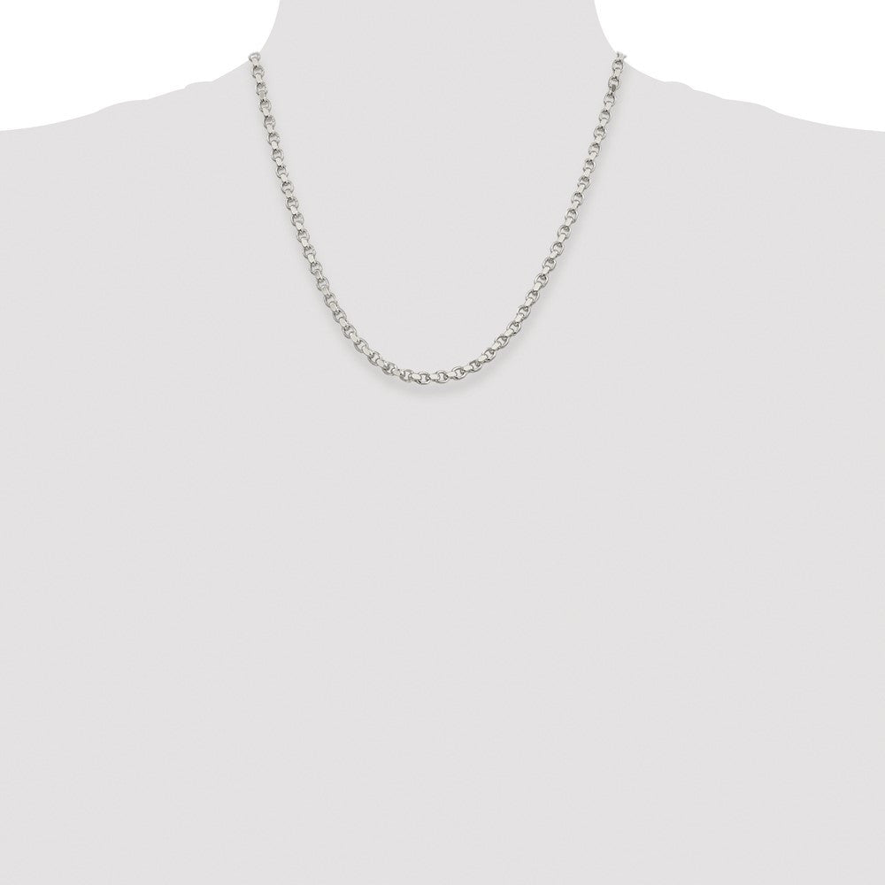 Sterling Silver Rhodium-plated 4mm Diamond-cut Rolo Chain Necklace 20"