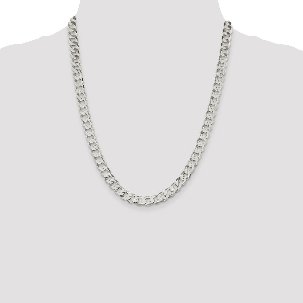 Sterling Silver 7.5mm Flat Curb Chain Necklace 22"