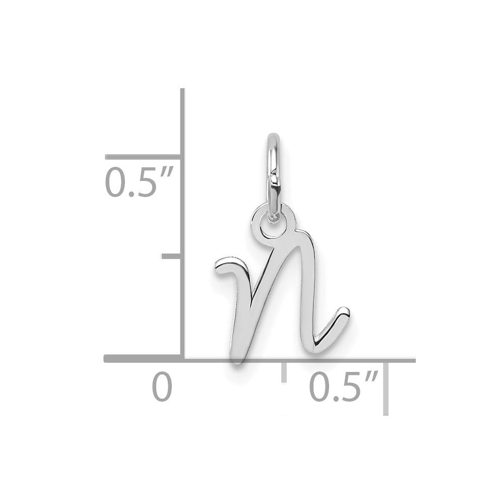 14k White Gold Uppercase Letter N Initial Charm Pendant
