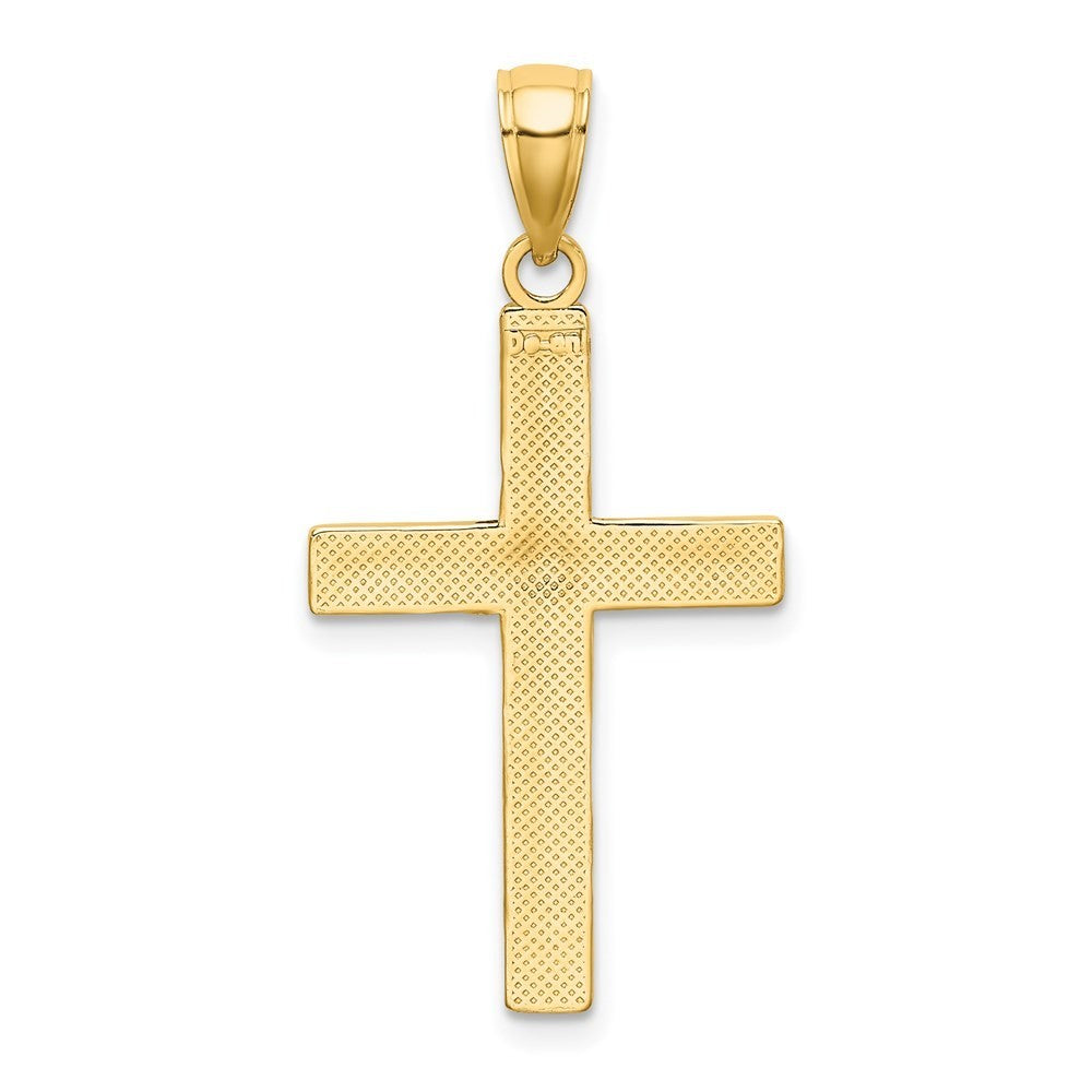 14k Yellow Gold Tubular Cross Charm Pendant