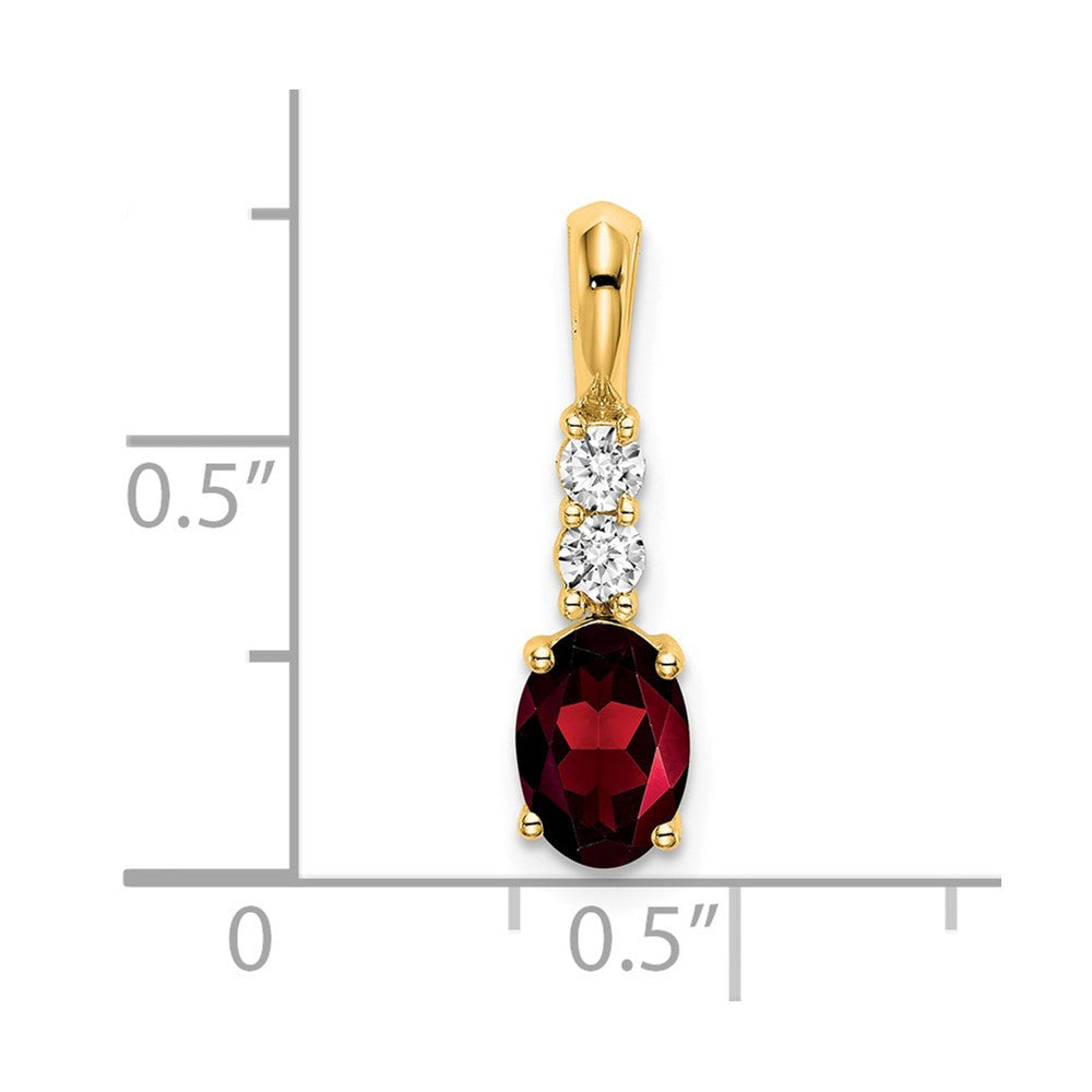 14k Yellow Gold Oval Garnet and Diamond Pendant