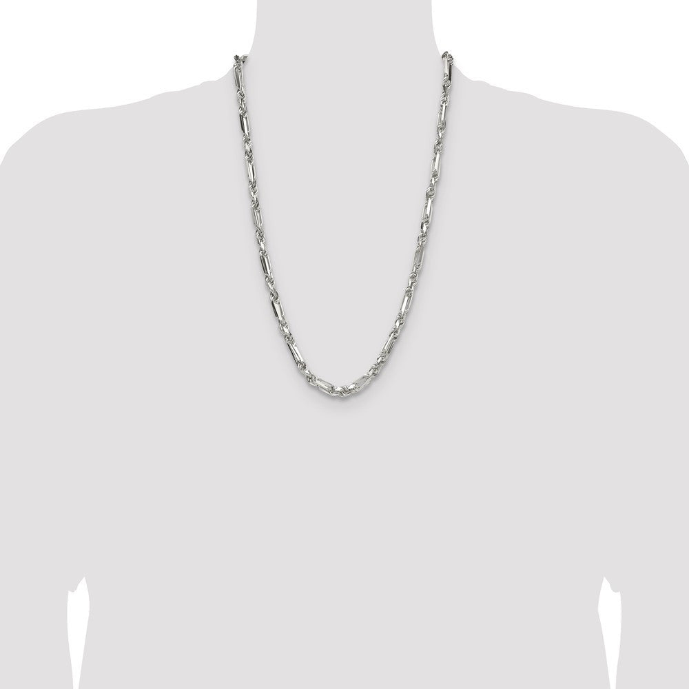 Sterling Silver 6mm Diamond-Cut Figarope Chain Necklace 26"