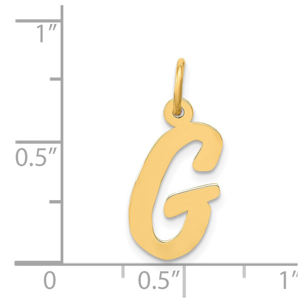 14k Yellow Gold Medium Script Letter G Initial Charm Pendant
