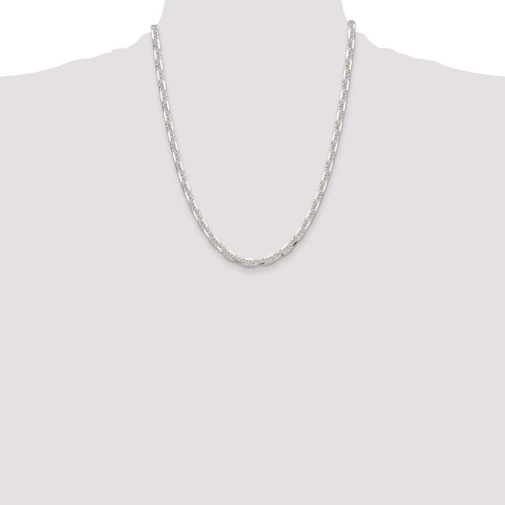 Sterling Silver Polished and Diamond-Cut 5.5mm Mariner Link Chain Necklace 22"