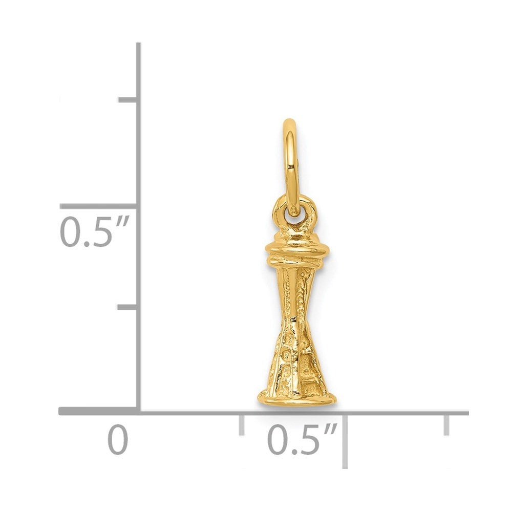14k Yellow Gold Solid Polished Space Needle Charm Pendant