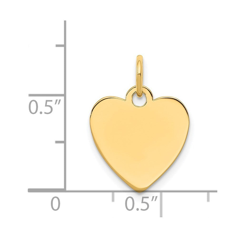14k Yellow Gold Plain .018 Gauge Engravable Heart Disc Charm Pendant