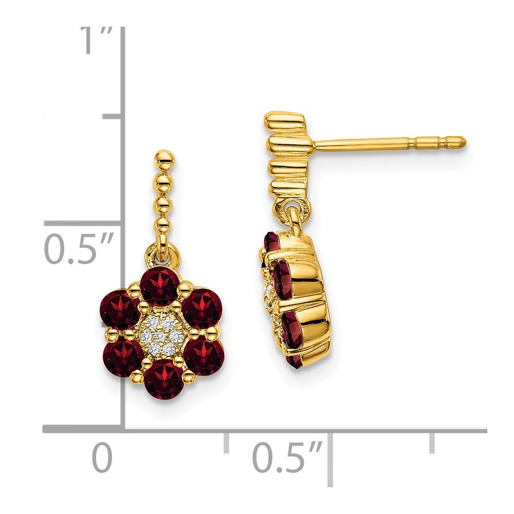 14k Yellow Gold Garnet and Diamond Drop & Dangle Earrings