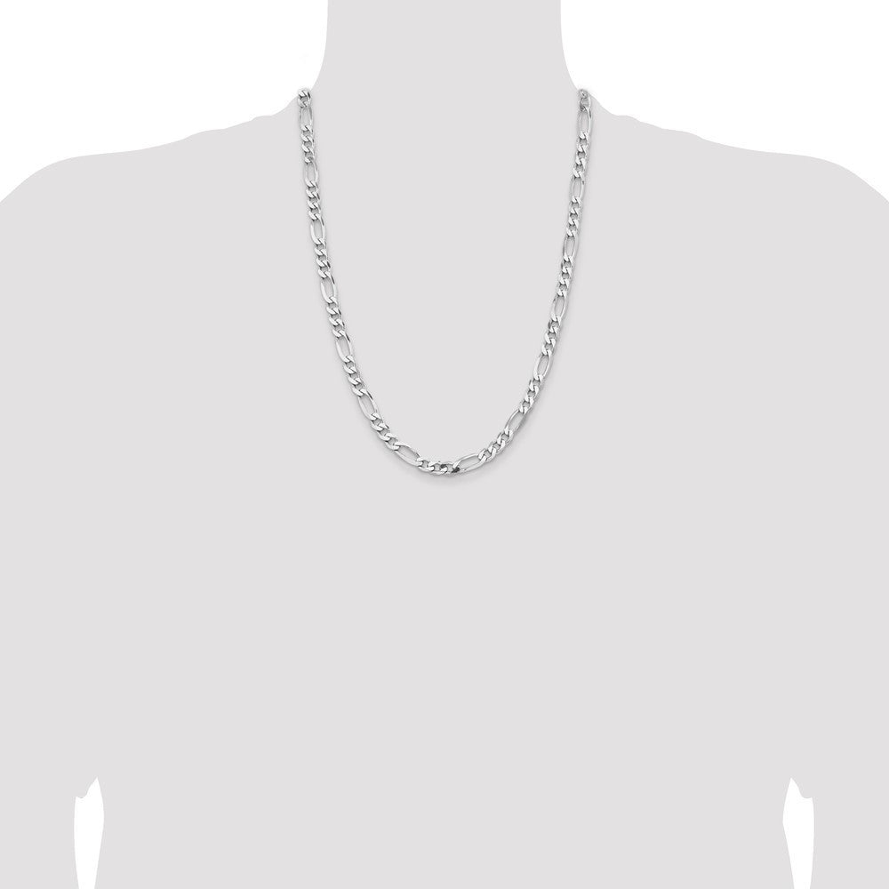 Sterling Silver Rhodium-plated 6.5mm Figaro Chain Necklace 24"