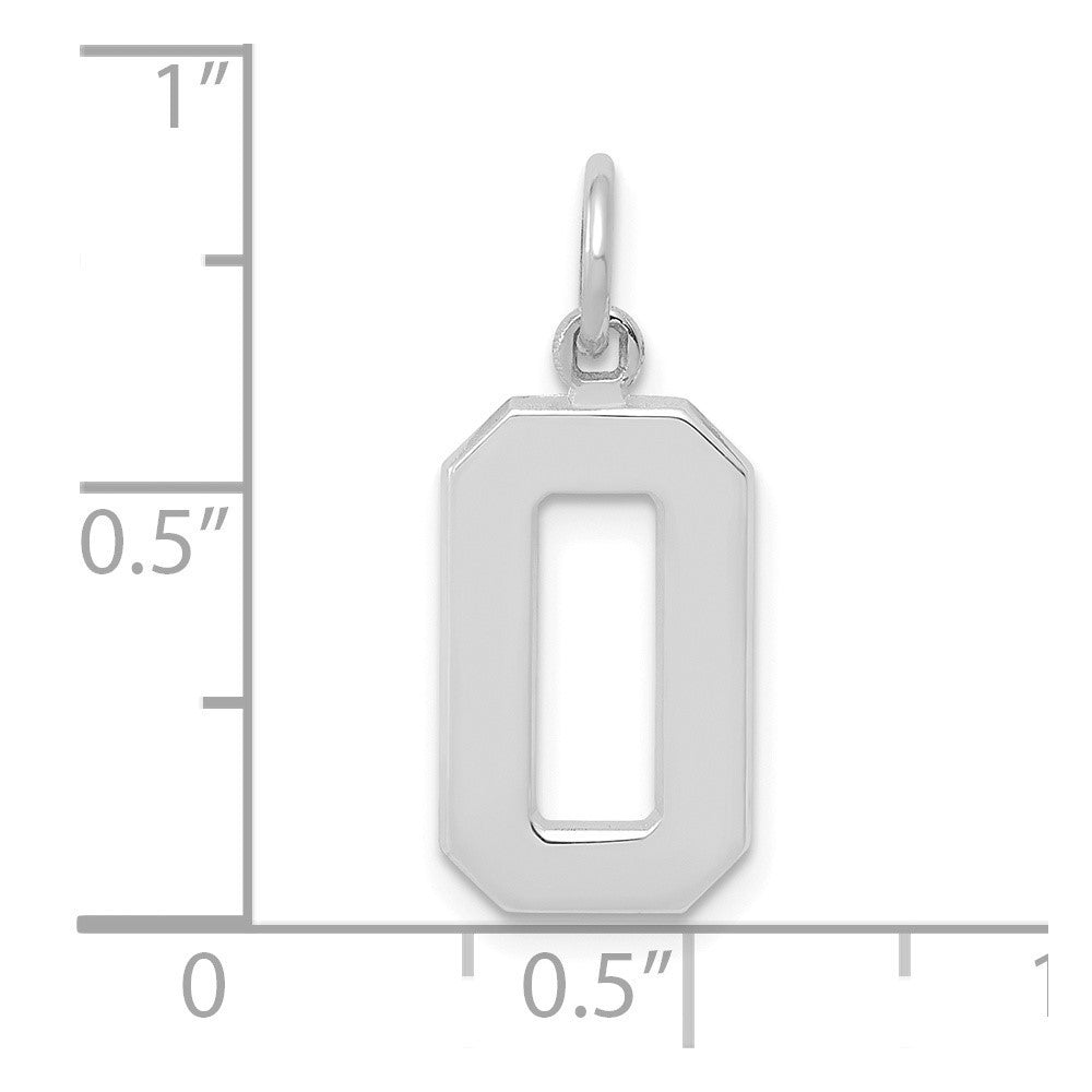 14k White Gold Medium Polished Number 0 Charm Pendant