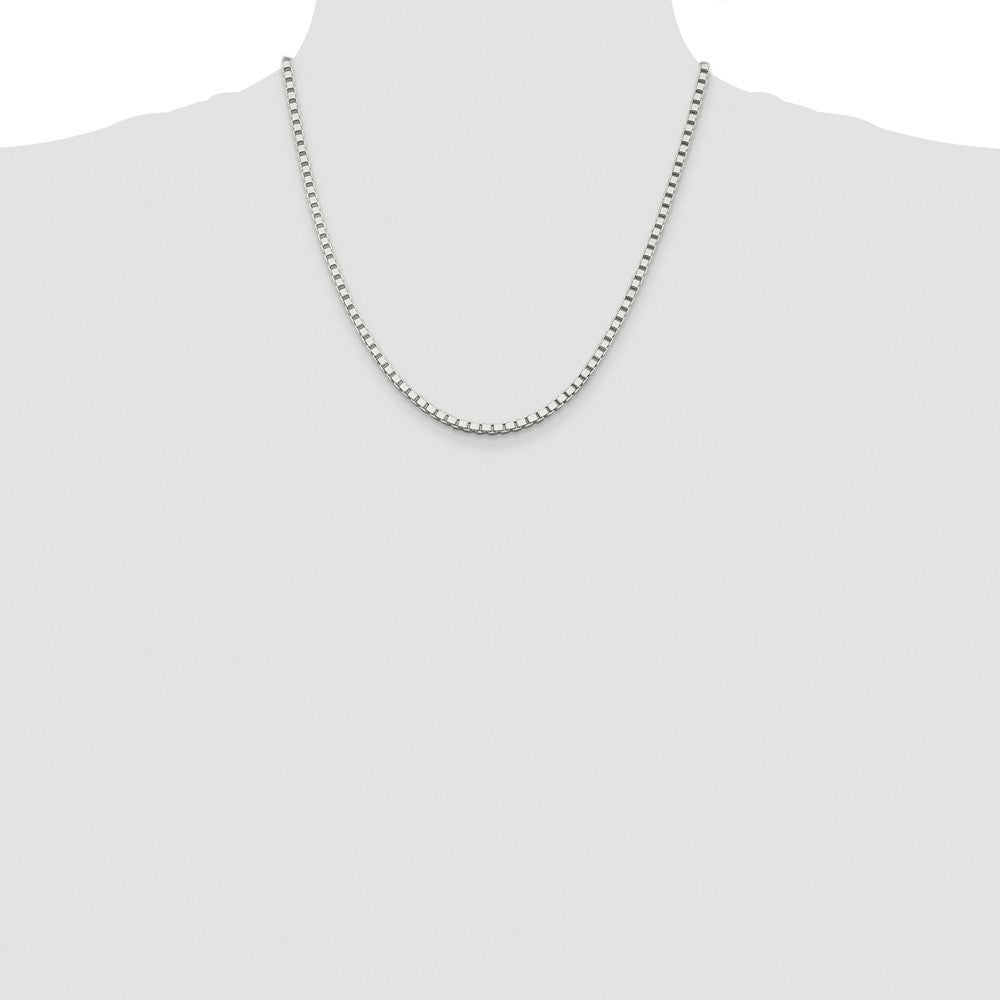 Sterling Silver Rhodium-plated 3mm Box Chain Necklace 20"