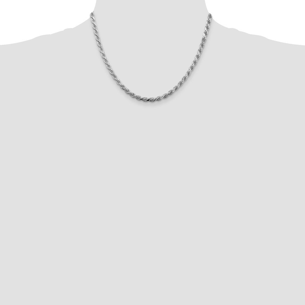 Sterling Silver Rhodium-plated 4.25mm Diamond-cut Rope Chain Necklace 18"