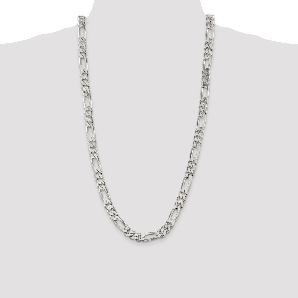 Sterling Silver 9mm Figaro Chain Necklace 28"