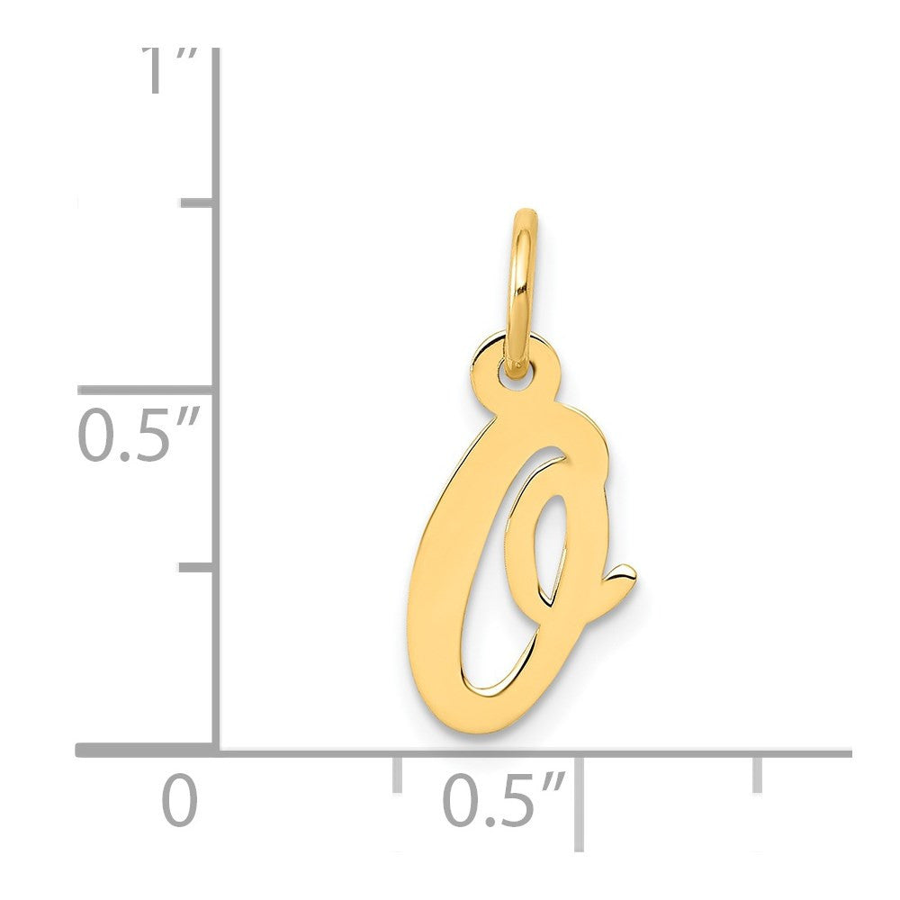 14k Yellow Gold Small Script Letter O Initial Charm Pendant