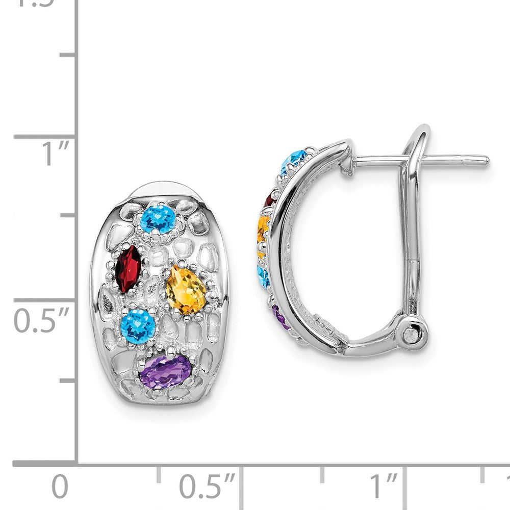 Sterling Silver Amethyst Blue Topaz Garnet Citrine Omega Back Stud Earrings