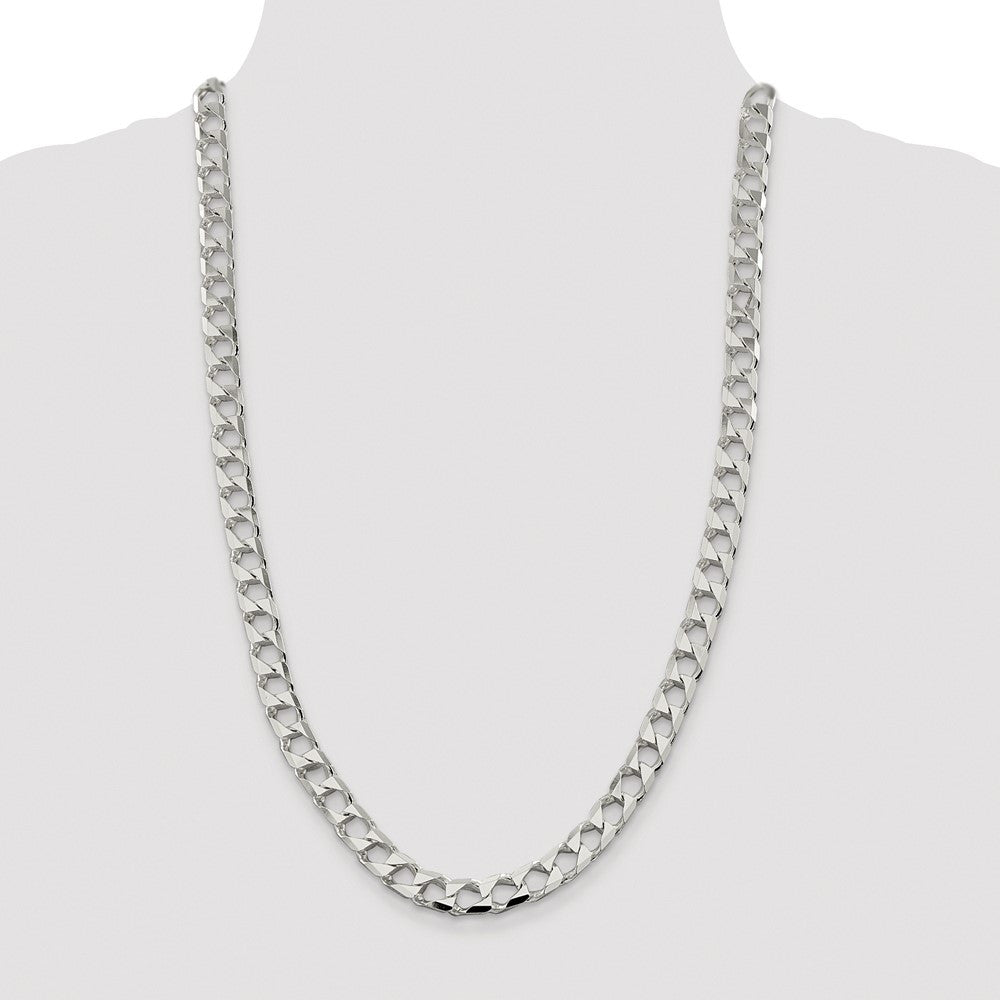 Sterling Silver Rhodium-plated Diamond-Cut Square Curb Chain Necklace 26"