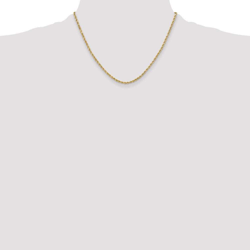 14k Yellow Gold 3mm Semi Solid Diamond-cut Rope Chain Necklace 18"